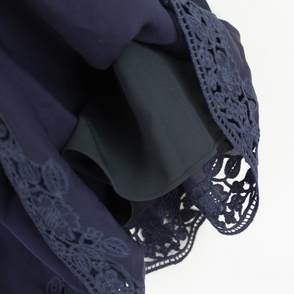NEW Kate Spade Embroidered Trim Silk Top, Rich Navy, Small, Sleeveless, Lined - Picture 13 of 15